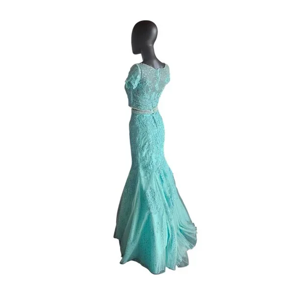 NWOT - 2 Piece Turquoise Fit/Flare Prom/Party Dress - Mori Lee - Picture 7 of 9